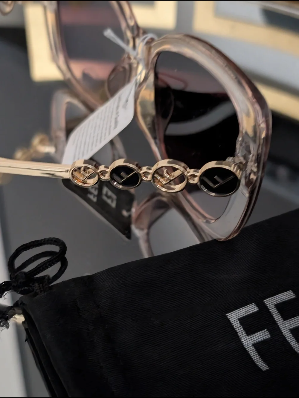 Fendi (Fashion) Clear Frame Sunglasses with Brown Gradient Lenses